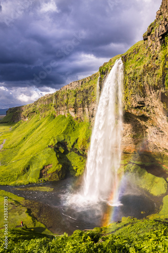 Waterfall with Rainbow in Iceland