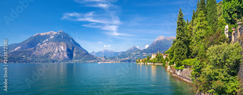 Scenic view on Verenna city and Garda lake in Italy.