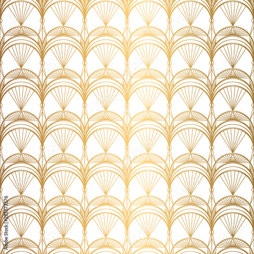 Art Deco Pattern. Seamless white and gold background