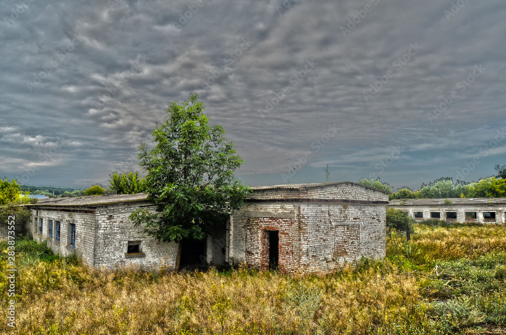 Abandoned huge milk farm near Chernobyl Area. Kiev Region. HDR