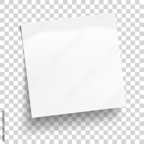 Fototapeta White sheet of note paper isolated on transparent background