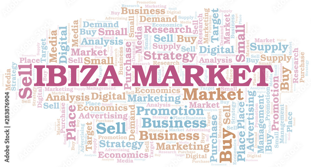 Ibiza Market word cloud. Vector made with text only. Ibiza Market word cloud. Vector made with text only.