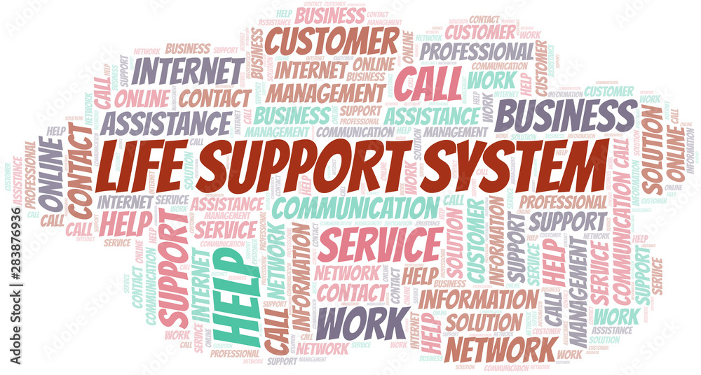 Life Support System word cloud vector made with text only.