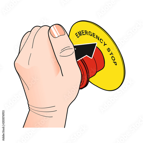 Not-Aus  mit Beschriftung [coloriert]