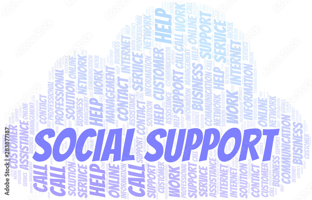 Obraz premium Social Support word cloud vector made with text only.