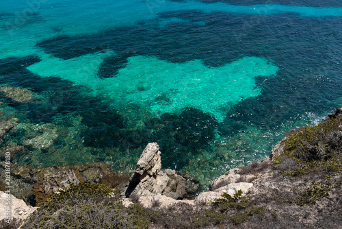 View of the Bue Marino rocky beach in Favignana, Sicily