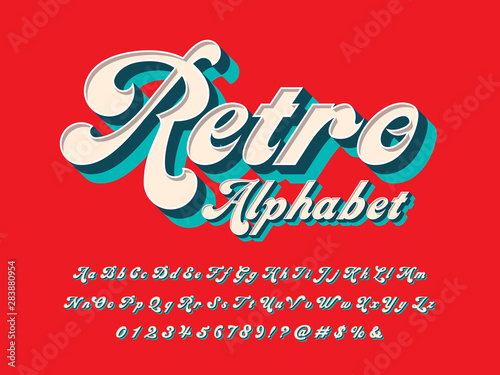 Obraz na płótnie Vector of groovy hippie style alphabet design
