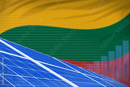 Lithuania solar energy power digital graph concept - renewable natural energy industrial illustration. 3D Illustration