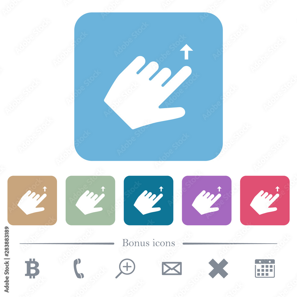 Left handed move up gesture rounded square flat icons Left handed move up gesture rounded square flat icons