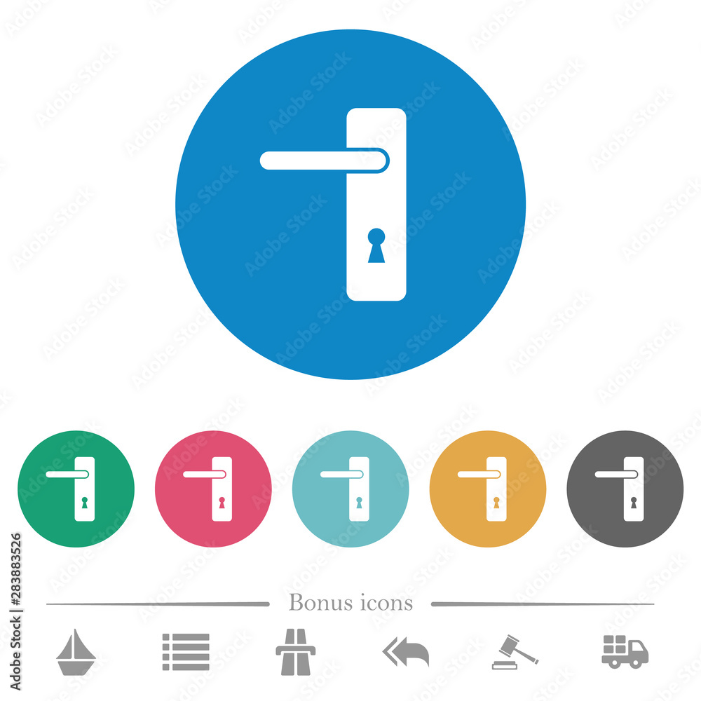 Left handed simple door handle flat round icons Left handed simple door handle flat round icons
