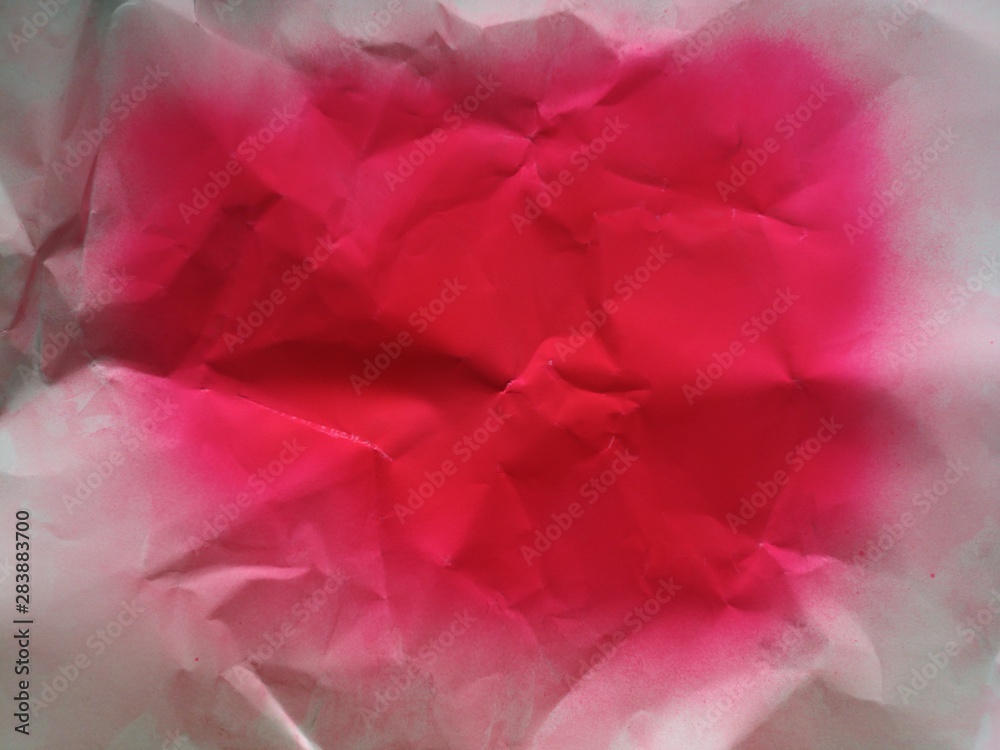 Pink spray on paper crumpled white background rough texture material