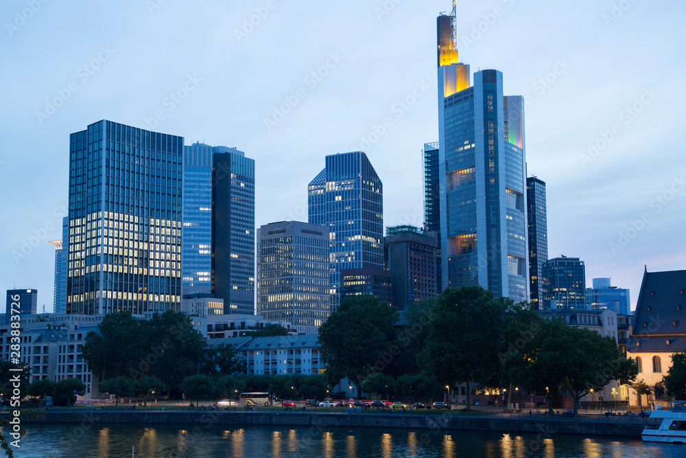 Cityscape Illuminated at Night, Frankfurt