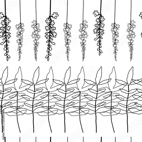  Floral vector seamless pattern. Simple stylized flowers and leaves background made with clipping mask for easy editing.