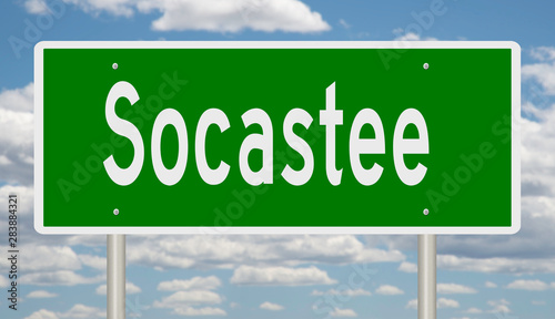 Rendering of a green highway sign for Socastee South Carolina photo