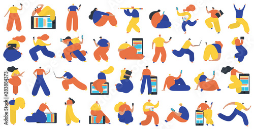 Set of business people flat icons. Flat style modern