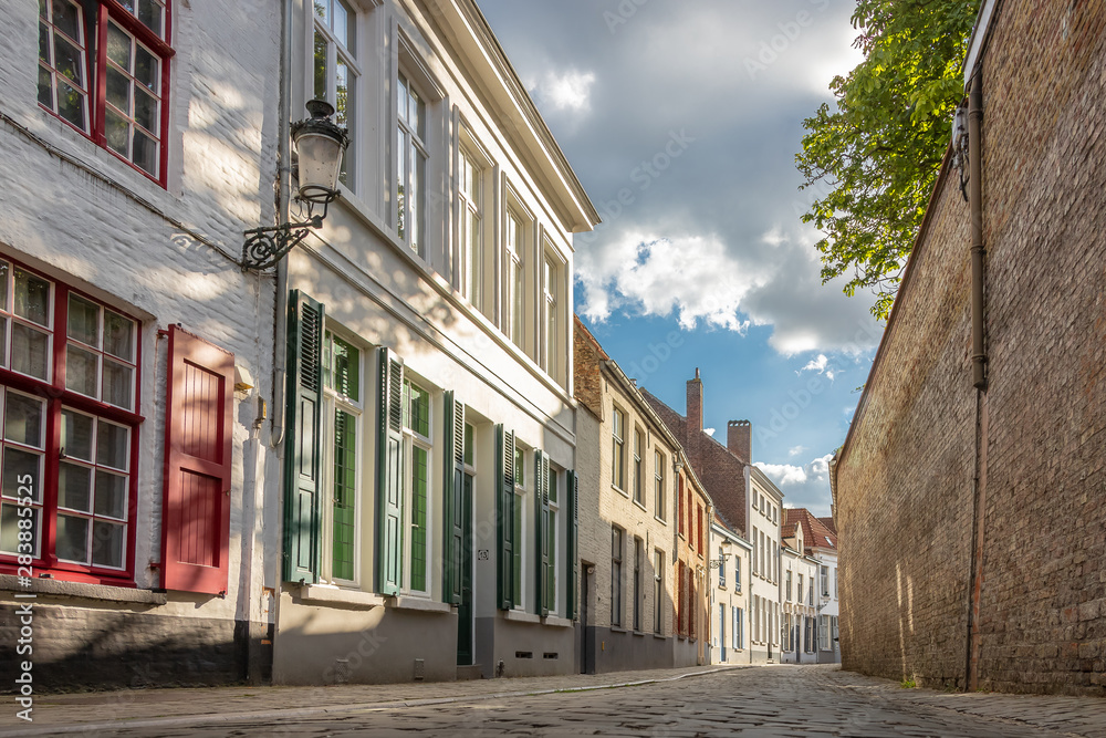 Street View in the Historic Center of Bruges, Belgium (UNESCO World Heritage)