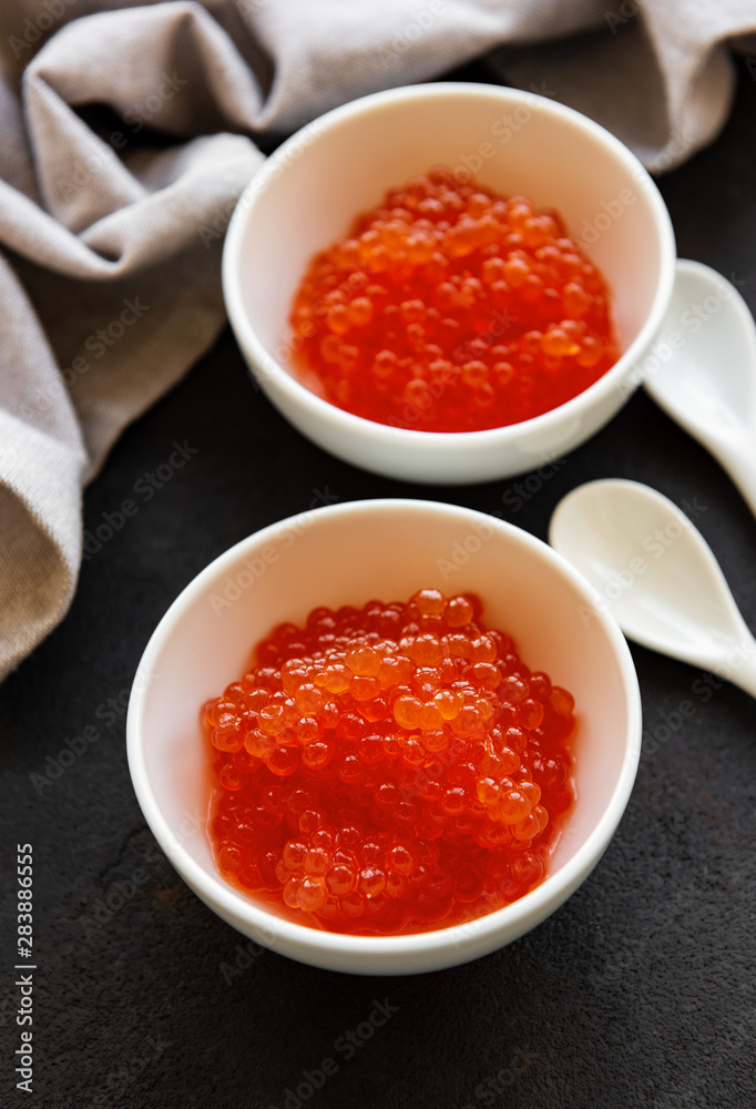 Red caviar in bowls Red caviar in bowls