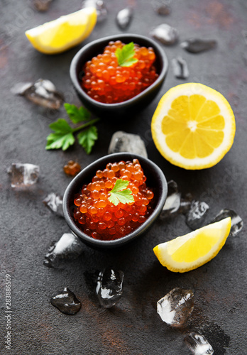 Fototapeta Naklejka Na Ścianę i Meble -  Red caviar in bowls