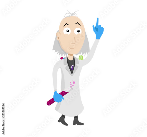 Cartoon eines verrückten Wissenschaftlers mit Grauen Haaren
