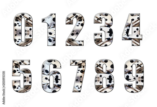 Set of numbers satin  polka dot  font