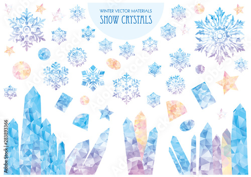 Snow crystals. Cool snowflake. Winter vector materials.