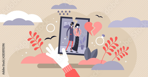 Divorce vector illustration. Flat tiny relationship breakup persons concept