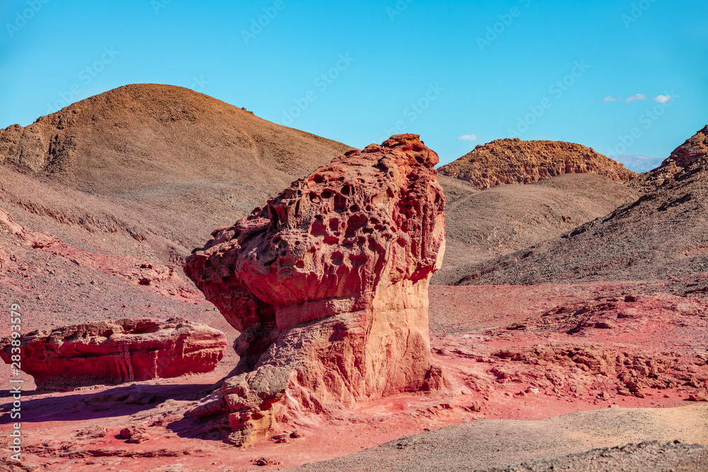 Naklejka premium Desert landscape. Sandstone rock in Timna Park, Israel