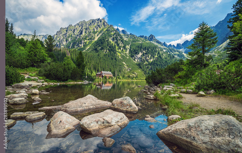 Poprad lake( Popradske pleso) famous and very popular destination in High Tatras national park, Slovakia