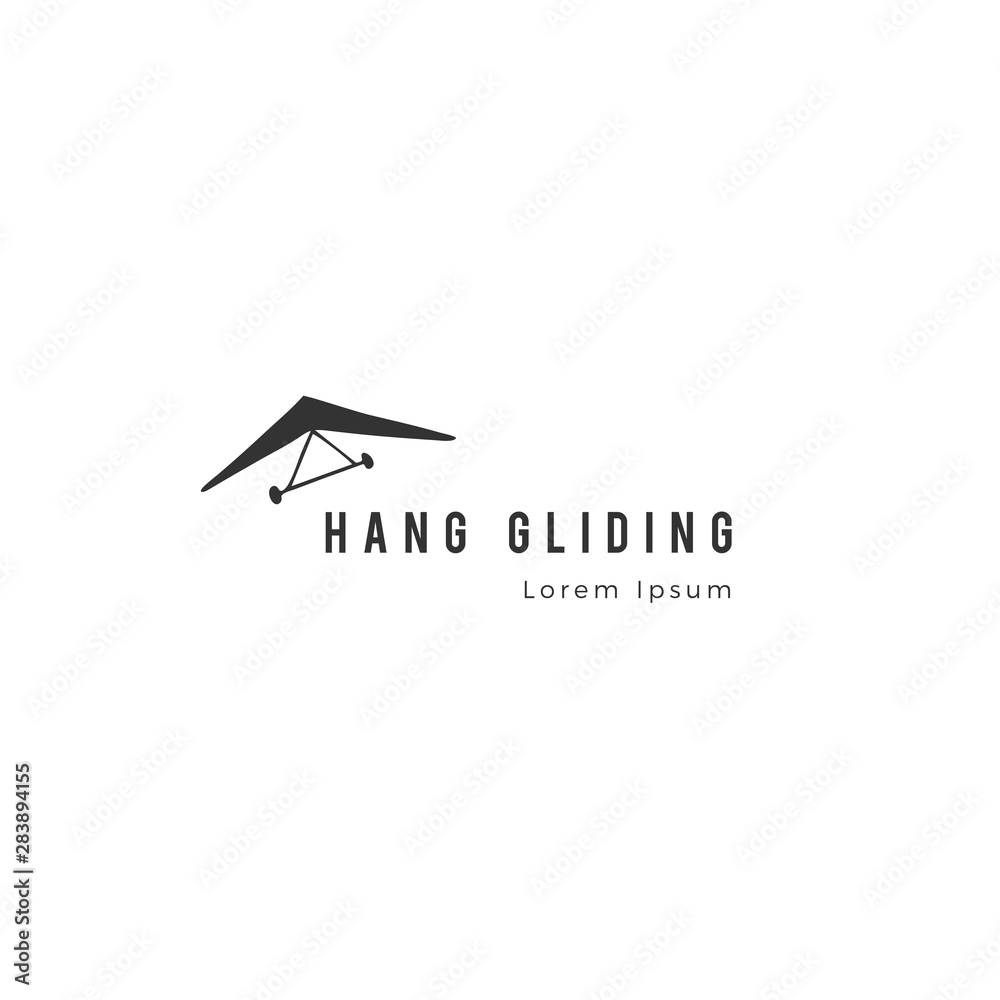 Sky sports logo template. Hand drawn vector isolated icon. Hang gliding