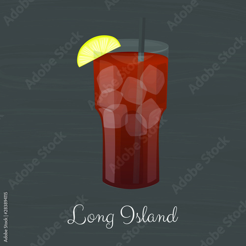 Long Island popular cocktail drink vector icon.