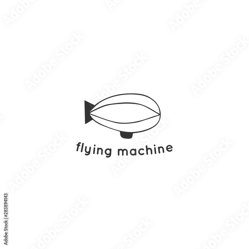 A logo template for sky sports theme with vector hand drawn icon, an airship.