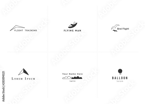 Vector set of hand drawn minimal logo templates. Sky sports.