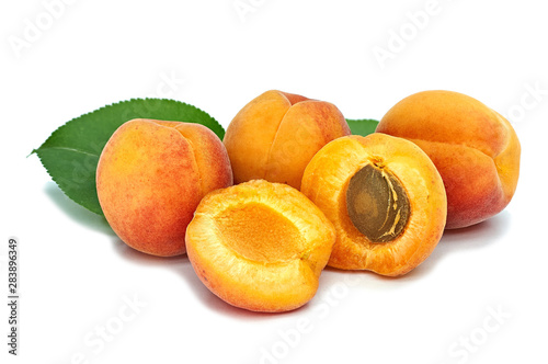apricot yellow red sweet juicy fruit on a white background