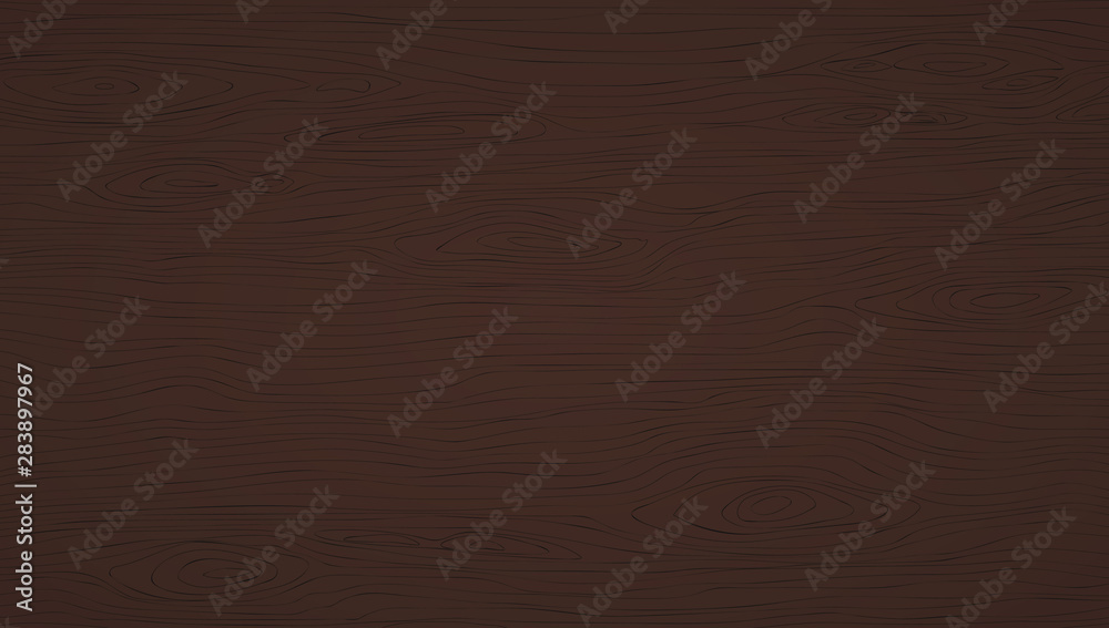 Fototapeta premium Dark brown wooden cutting, chopping board, table or floor surface. Wood texture. Vector illustration