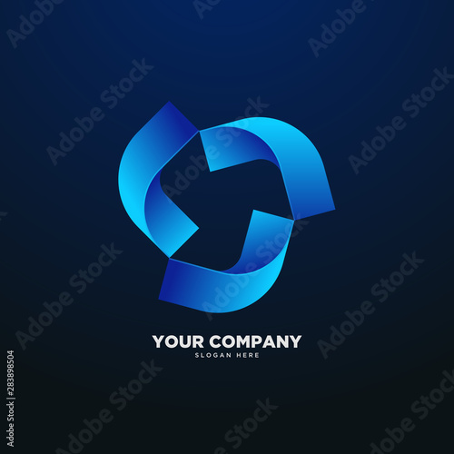 Abstract modern 3d geometric logo template