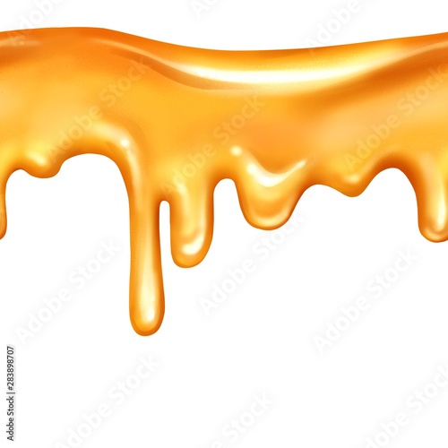 Seamless dripping honey pattern on white background