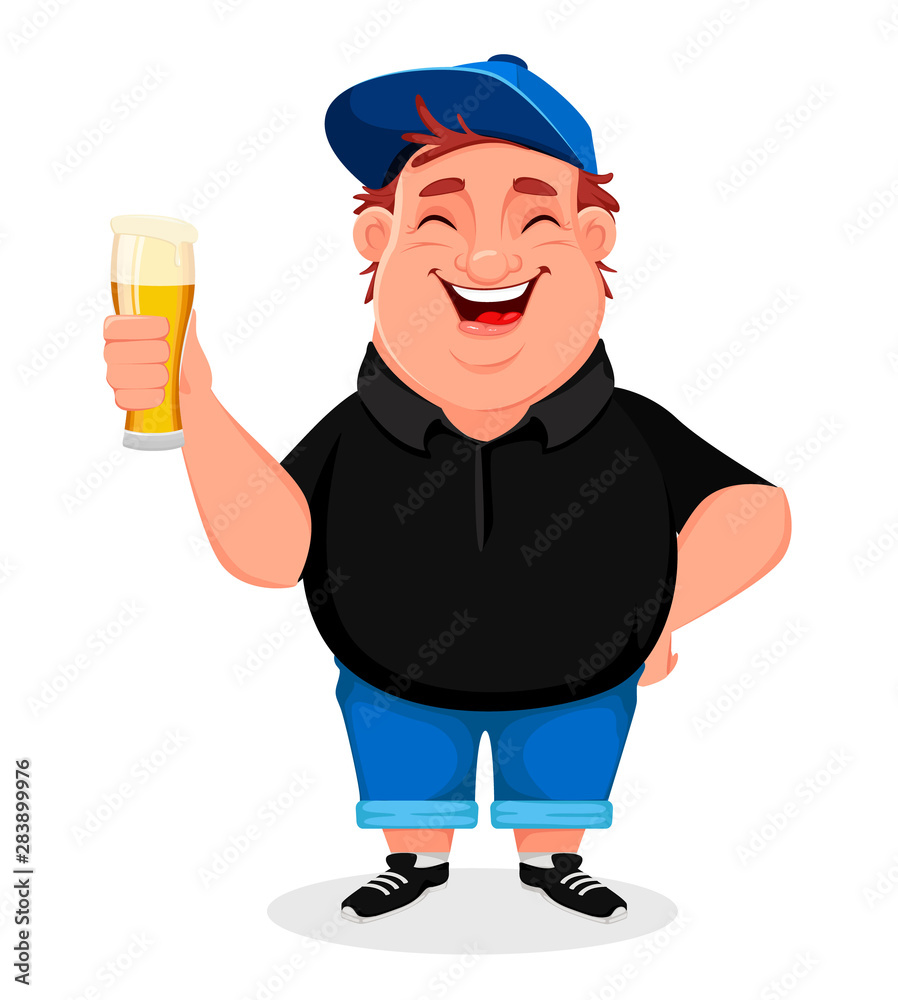 Cheerful man holding a glass of beer. Cheerful man holding a glass of beer.