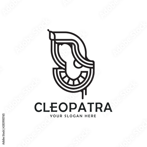 vintage cleopatra line art style logo template