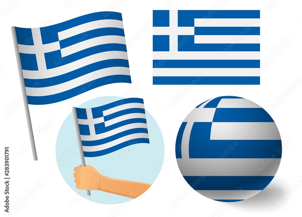 Obraz premium Greece flag icon set