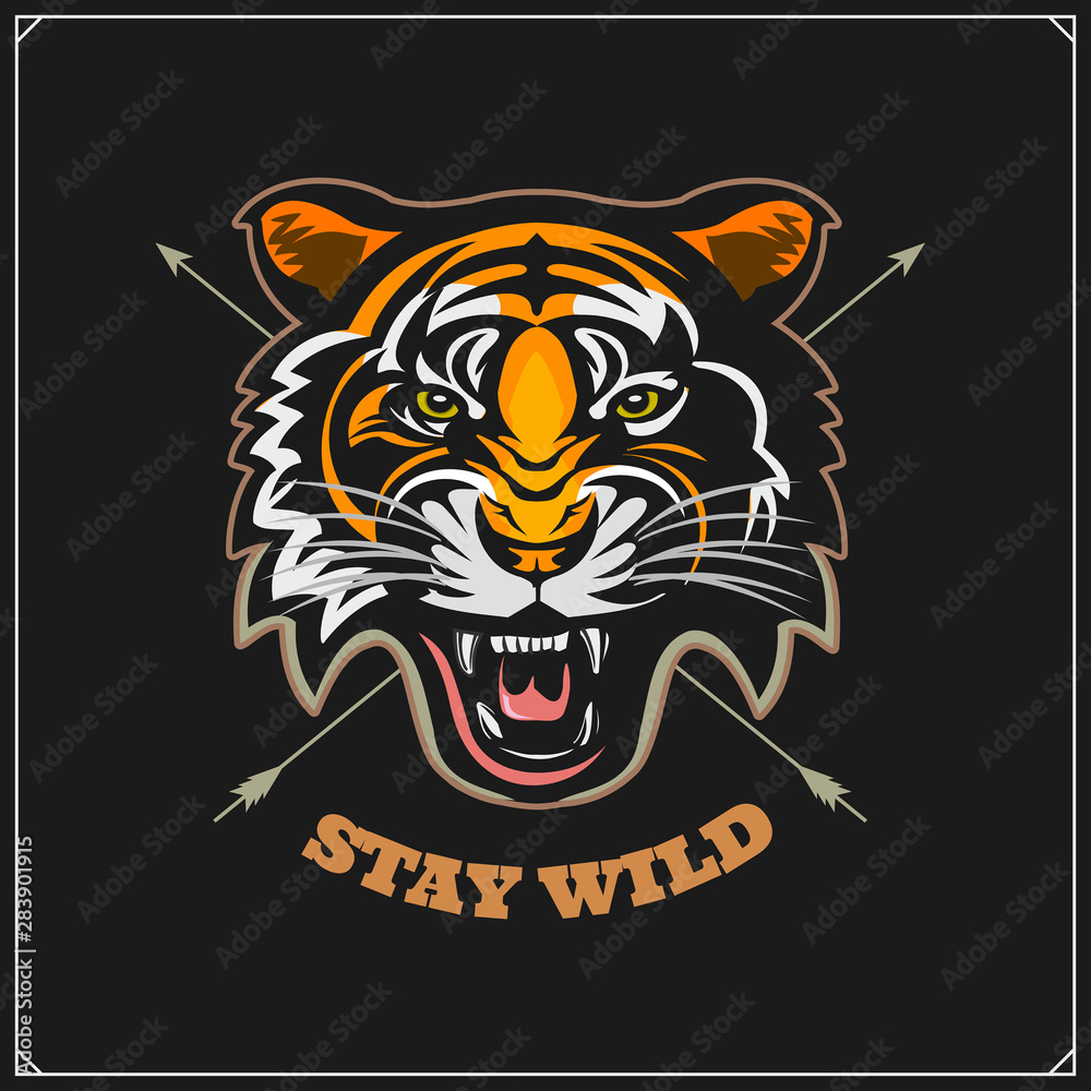 Sport club emblem with tiger. Print design fot t-shirt. Sport club emblem with tiger. Print design fot t-shirt.