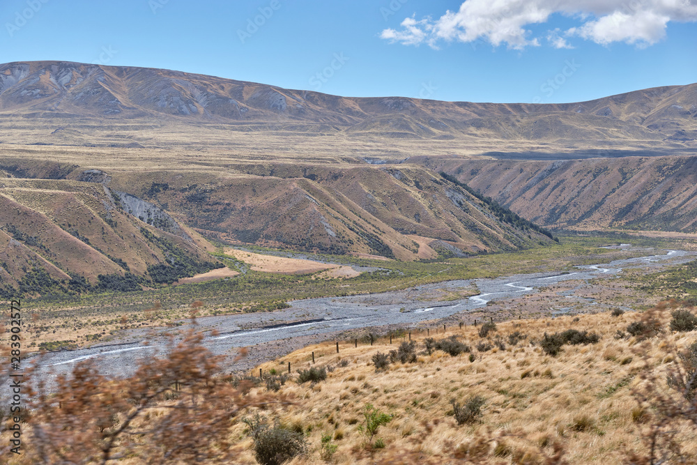 Fototapeta premium Dramatic scenery of Edoras (Lord of the Rings filming location), Canterbury, New Zealand