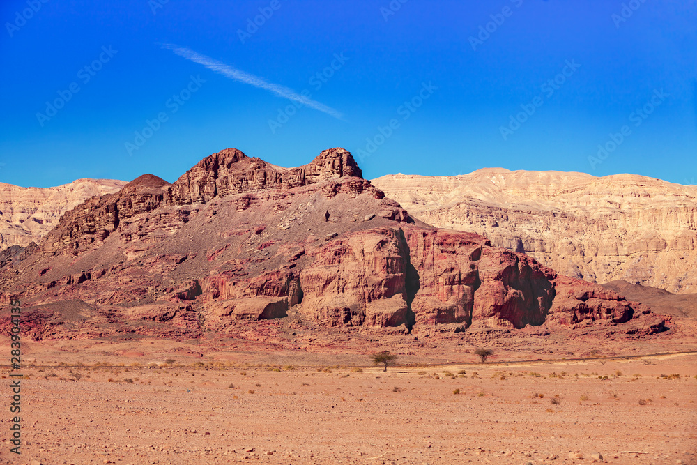 Desert landscape. Sandstone rock in Timna Park, Israel Desert landscape. Sandstone rock in Timna Park, Israel