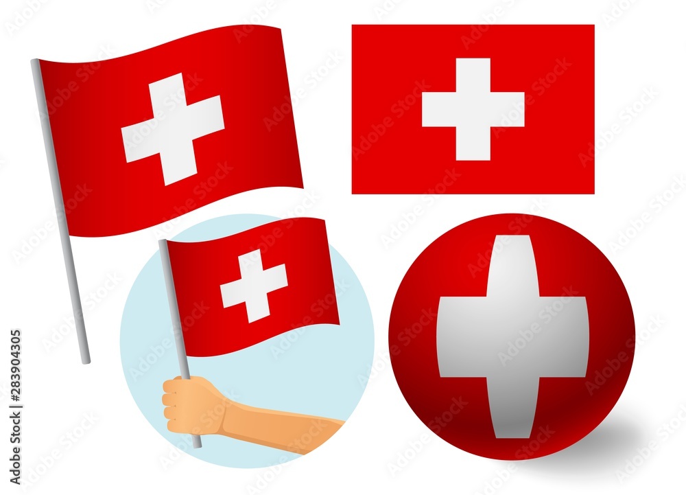 Fototapeta premium Switzerland flag icon set