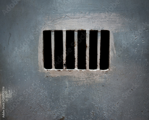 Prison cell window closed-up