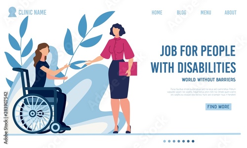 Flat Landing Page Offer Job for Disabled People