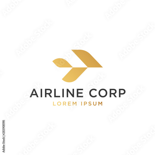 Geometric ornamental gold airline logo template