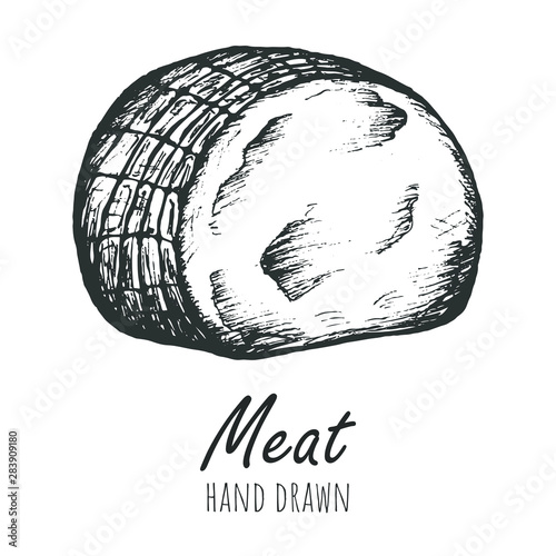 Ham meat vector sketch, isolated hand drawn icon.