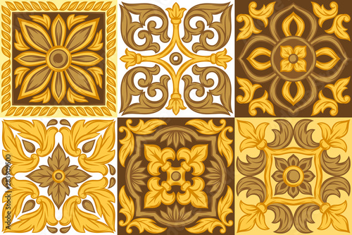 Italian ceramic tile pattern. Ethnic folk ornament.