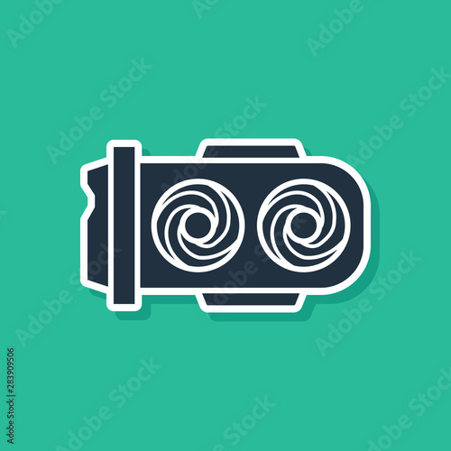 Blue Mining farm icon isolated on green background. Cryptocurrency mining, blockchain technology, digital money market, cryptocoin wallet. Vector Illustration