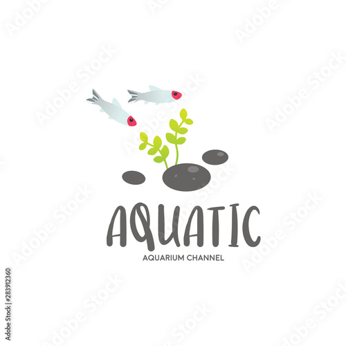 Cute tropical fish, school of tetra fish logo illustration vector